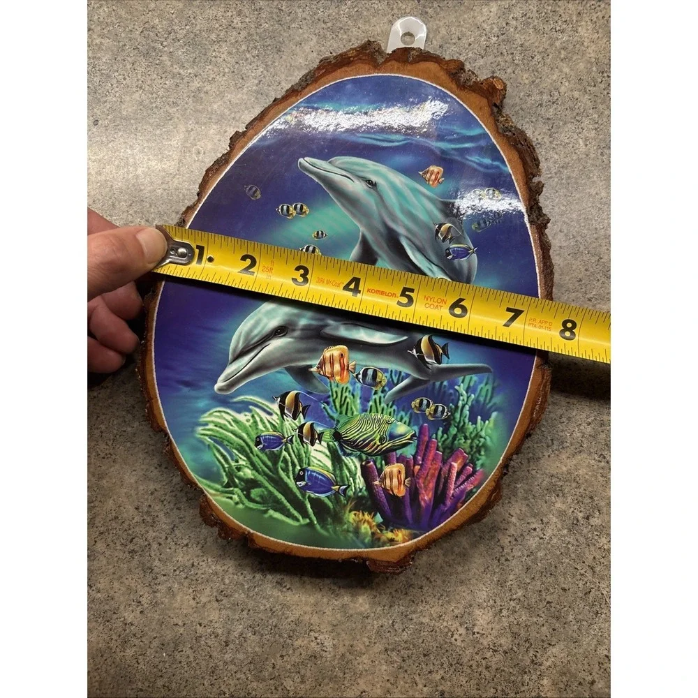 Unique Dolphin Saltwater Fish Wood Block Wall 10.5 Inch Plaque Excellent Cond.